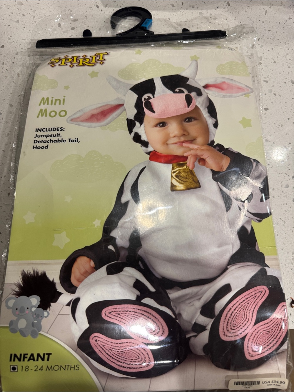 Spirit Infant Cow Costume in Black, White & Pink